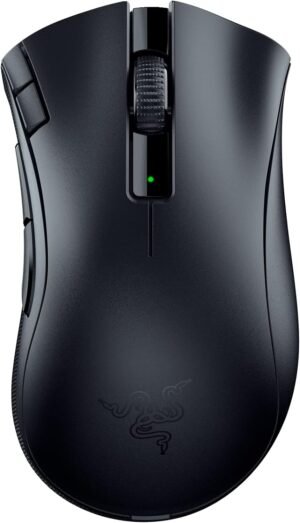 61LwayOUlwL._AC_SL1500.jpg Razer DeathAdder V2 X HyperSpeed: Award-Winning Ergonomic Design - Ultra-Fast Wireless - 235hr Battery Life - 7 Programmable Buttons - Gen 2 Mechanical Switches - 5G 14K DPI Optical Sensor